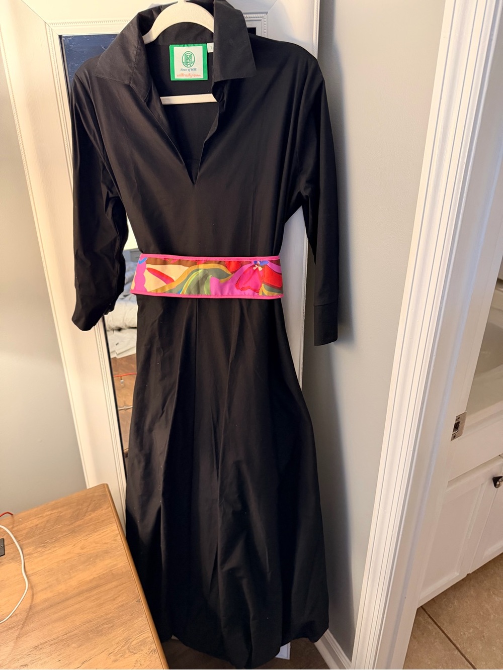 House of MBR Uptown Long Bubble Hem Dress Black and Charleston Sash together.